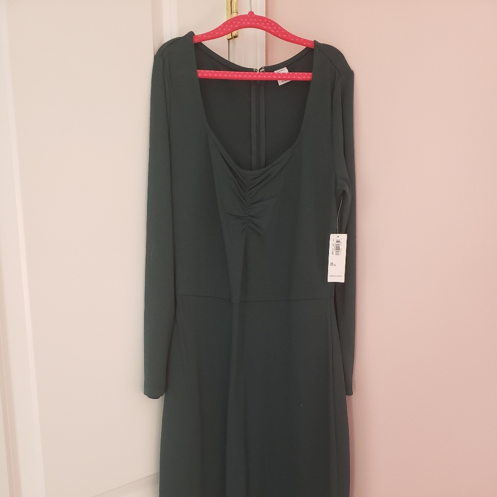 NWT Emerald Green Christmas dress sweetheart neckline ruched sheath XSP Old Navy